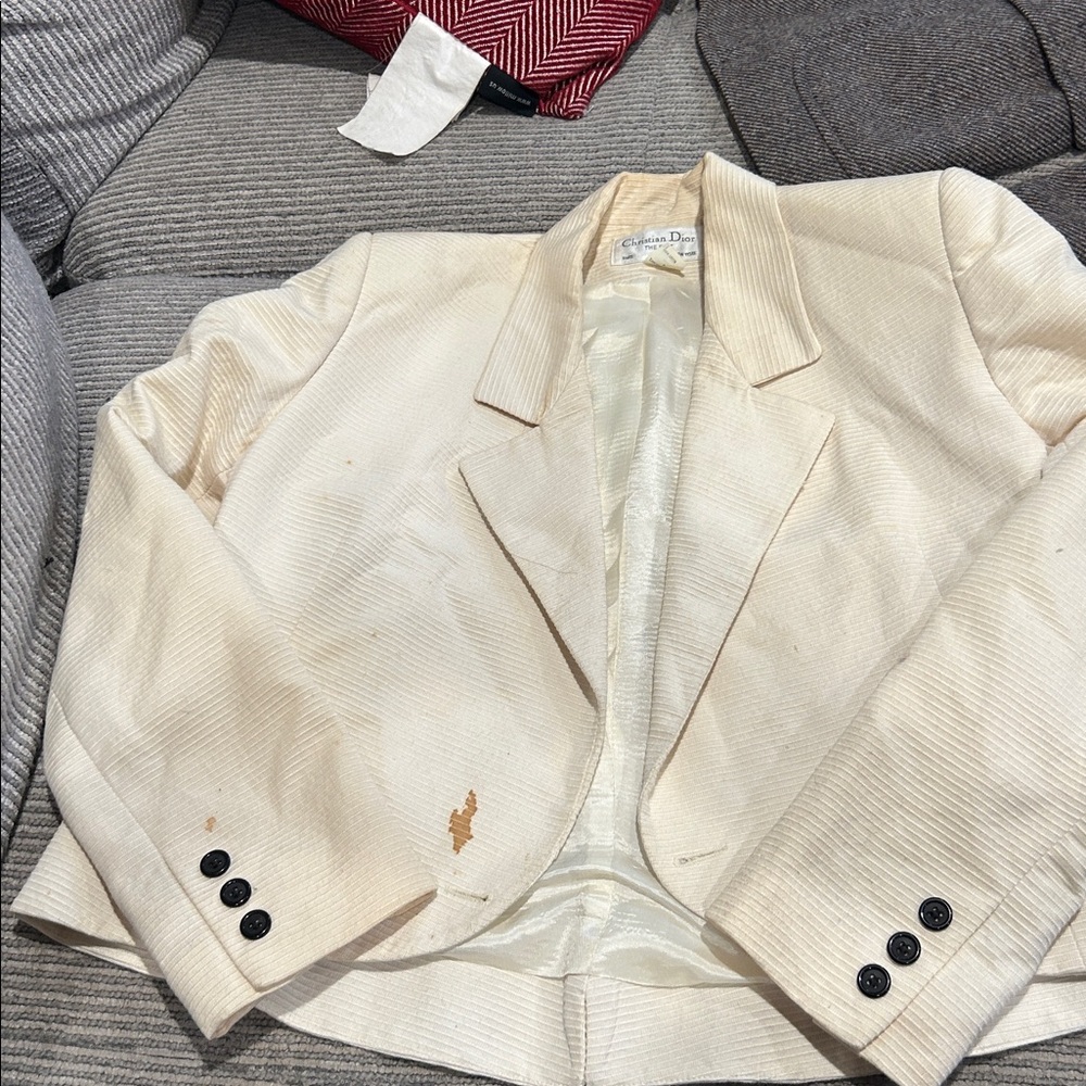 Cream Blazer with Black Buttons